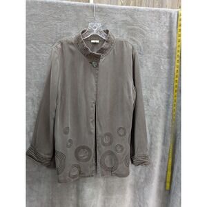 J‎ Jill Jacket Women's Large One Button Embroidered Casual Artsy Bohemian READ